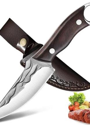 Походний ніж, ніж для полювання, рибацький ніж, ніж для кемпінга та природи, 21 см, нержавіюча сталь, коричневий1 фото