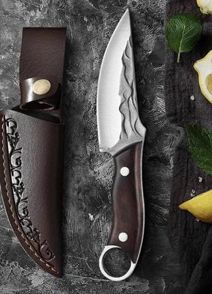 Походний ніж, ніж для полювання, рибацький ніж, ніж для кемпінга та природи, 21 см, нержавіюча сталь, коричневий2 фото