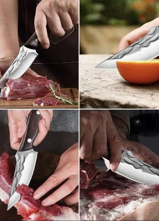 Походний ніж, ніж для полювання, рибацький ніж, ніж для кемпінга та природи, 21 см, нержавіюча сталь, коричневий8 фото