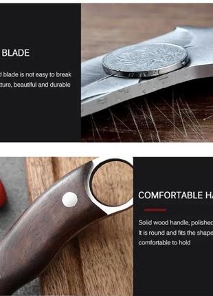 Походний ніж, ніж для полювання, рибацький ніж, ніж для кемпінга та природи, 21 см, нержавіюча сталь, коричневий6 фото