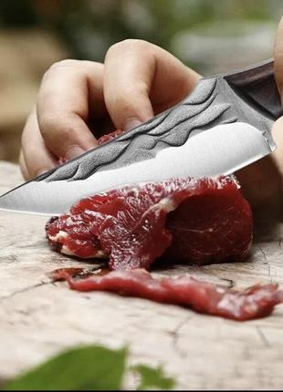 Походний ніж, ніж для полювання, рибацький ніж, ніж для кемпінга та природи, 21 см, нержавіюча сталь, коричневий5 фото