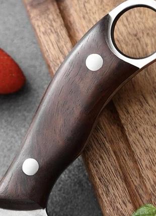 Походний ніж, ніж для полювання, рибацький ніж, ніж для кемпінга та природи, 21 см, нержавіюча сталь, коричневий7 фото