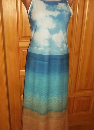 Сарафан максі пейзажний подвійний літо - р. xs-s розпродаж сарафани сукні