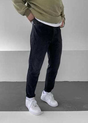 Мужские качественные удлинённые джинсы мом чёрные. мужские турецкие джинсы свободного кроя2 фото