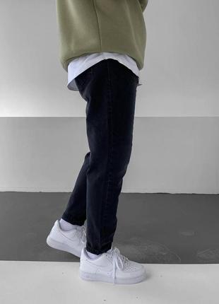 Мужские качественные удлинённые джинсы мом чёрные. мужские турецкие джинсы свободного кроя4 фото