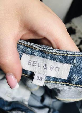 Новые рваные голубые укороченные джинсы декор пайетки bel & bo7 фото