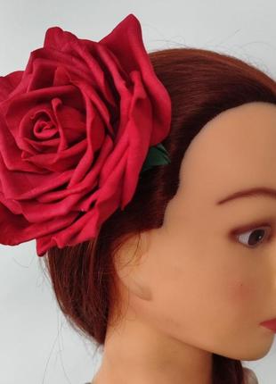 Кармен заколка для волос красная роза кармен в прическу  свадебные украшения4 фото