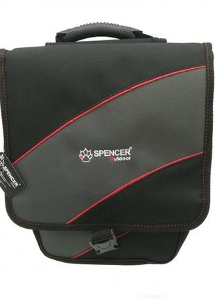 Велосумка на багажник spencer 2-секційна 28 л, чорний із сірим (89089)