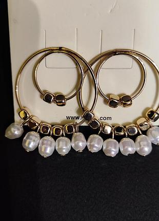 Серьги кольца и круглые с подвесками и бусинами