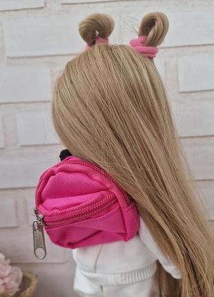 Рюкзак для ляльки 8 см рожевий4 фото