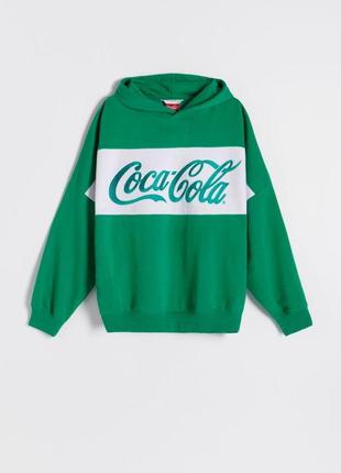 Толстовка зелена оверсайз coca-cola xl cropp