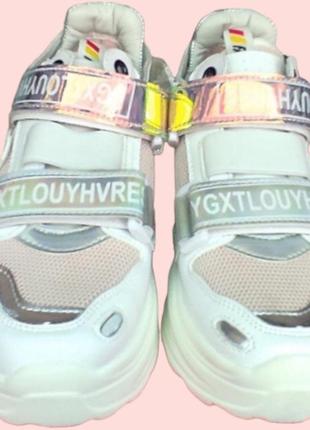 Женские кроссовки сетка на поатформе белые, розовые3 фото