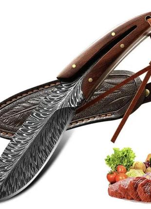 Походний ніж, ніж для полювання, рибацький ніж, ніж для кемпінга та природи, 20см, нержавіюча сталь, коричневий