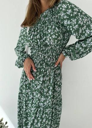 Весеннее платье миди с цветочным принтом3 фото