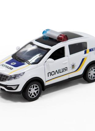 Машинка металлическая детская kia sportage r, полиция, белая, открываются двери, 5*11*5см (250293)