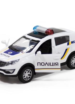 Машинка металлическая детская kia sportage r, полиция, белая, открываются двери, 5*11*5см (250293)5 фото