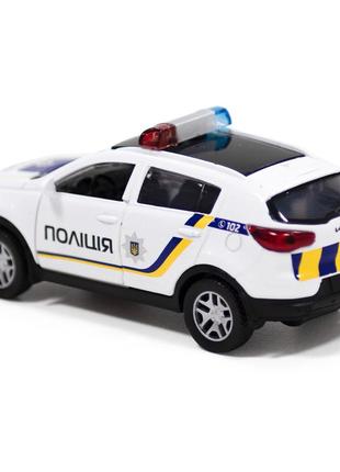 Машинка металлическая детская kia sportage r, полиция, белая, открываются двери, 5*11*5см (250293)3 фото