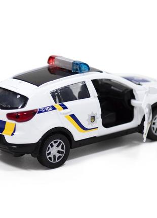Машинка металлическая детская kia sportage r, полиция, белая, открываются двери, 5*11*5см (250293)4 фото
