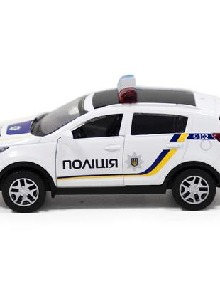 Машинка металлическая детская kia sportage r, полиция, белая, открываются двери, 5*11*5см (250293)2 фото