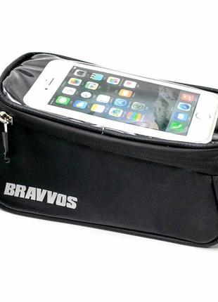 Велосумка bravvos ct-003 на раму, для смартфона, чорний (bib-020)