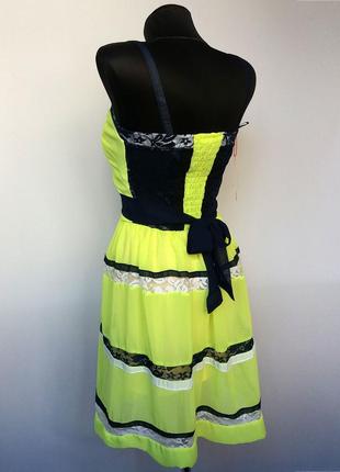 Суперцена. стильные шифоновые платья. желтый неон. новое, р. s, m4 фото