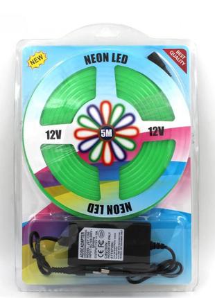 Світлодіодна неонова стрічка neon 220в jl 2835-120 g ip65 герметична 5 метрів зелена