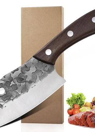 Кухонный нож, охотничий нож, рыбацкий нож , нож для кемпинга и природы, 23,5 см, нержавеющая сталь, коричневый