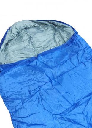 Спальний мішок зимовий до -5° широкий 200*70 см з капюшоном спальник ковдра з чохлом для перенесення синій2 фото
