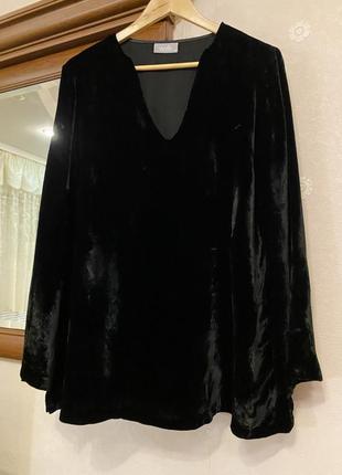 Чорна блуза з натурального оксамиту, нарядна бархатна блуза