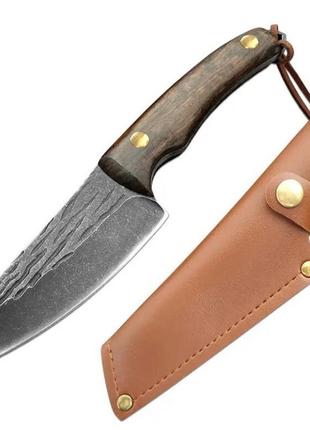 Походний ніж, ніж для полювання, рибацький ніж, ніж для кемпінга та природи, 20 см, нержавіюча сталь, коричневий1 фото