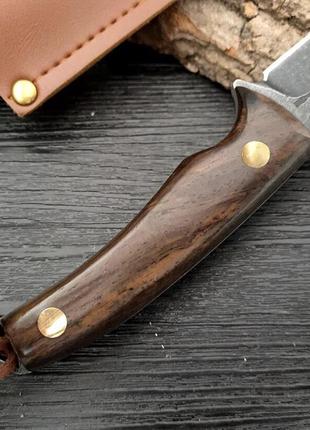 Походний ніж, ніж для полювання, рибацький ніж, ніж для кемпінга та природи, 20 см, нержавіюча сталь, коричневий7 фото
