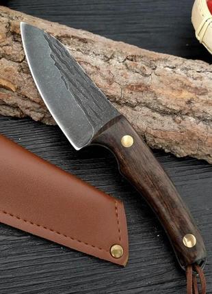 Походний ніж, ніж для полювання, рибацький ніж, ніж для кемпінга та природи, 20 см, нержавіюча сталь, коричневий2 фото