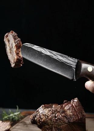 Походний ніж, ніж для полювання, рибацький ніж, ніж для кемпінга та природи, 20 см, нержавіюча сталь, коричневий3 фото