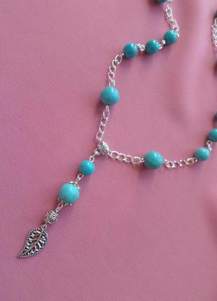 Ланцюжок, намисто з підвіскою, "бірюза" (упаковка в подарунок)