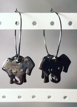 Сережки слоники слон кольцо