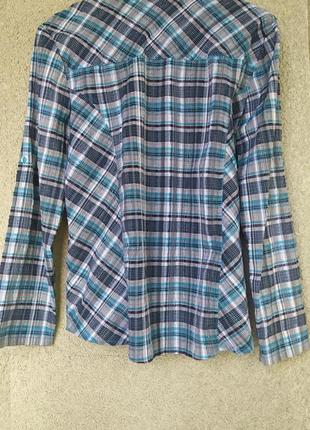Рубашка в клетку блузка из "жаткой ткани с тонкой нитью люрекса2 фото