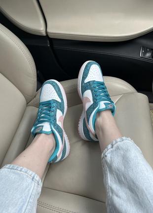 Женские кроссовки nike dunk washed teal snakeskin 🐍9 фото