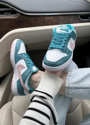 Женские кроссовки nike dunk washed teal snakeskin 🐍3 фото
