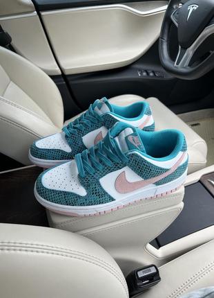 Женские кроссовки nike dunk washed teal snakeskin 🐍7 фото