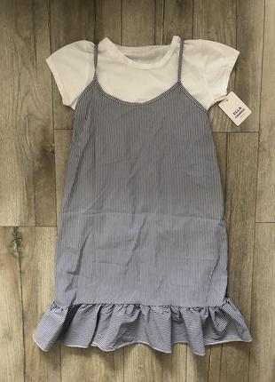 Стильный комплект платье сарафан   футболка