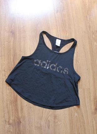 Незвичайна спортивна з великим лого майка adidas womens a-line 3 stripes tank black