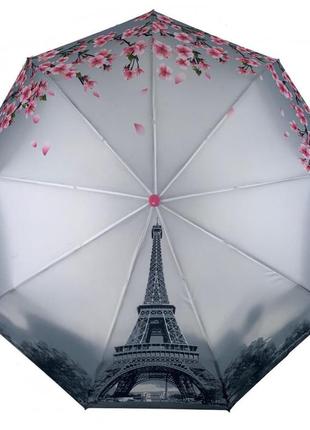 Зонт парасолька вишня сакура и париж полуавтомат.5 фото