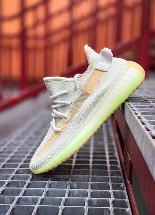 Мужские кроссовки  adidas yeezy boost 350 v2 "wolf grey/green glow"