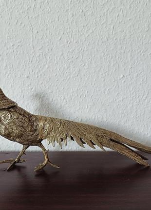 Старинная латунная фигурка фазана