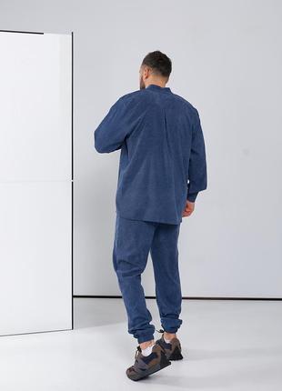 Брючный костюм мужской весенний на весну демисезонный базовый деловой серый синий повседневный брюки джоггеры джоггеры рубашка оверсайз батал8 фото