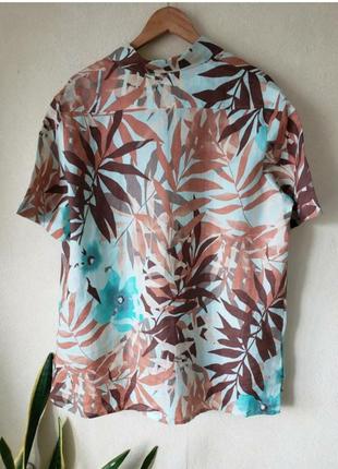 Люксовая редкая винтажная удлиненная  рубашка блуза из  элитного текстиля материала  100 % крaпивы ramie seidensticker8 фото