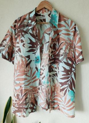 Люксовая редкая винтажная удлиненная  рубашка блуза из  элитного текстиля материала  100 % крaпивы ramie seidensticker2 фото