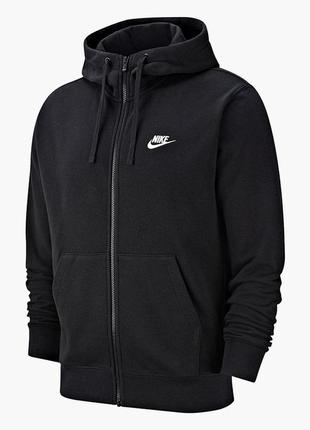 Толстовка nike m nsw club hoodie fz ft black bv2648-010 s