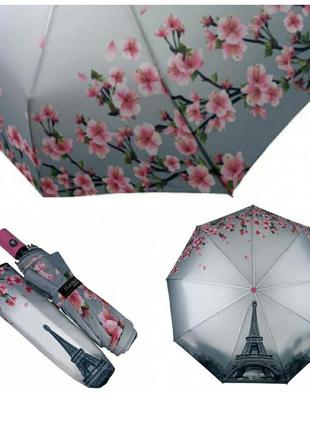 Парасолька зонт напівавтомат ейфелева вежа і вишня сакура.2 фото
