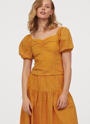 Оранжевая яркая блузка,топ,кружево-прошва,этно стиль бохо h & m1 фото